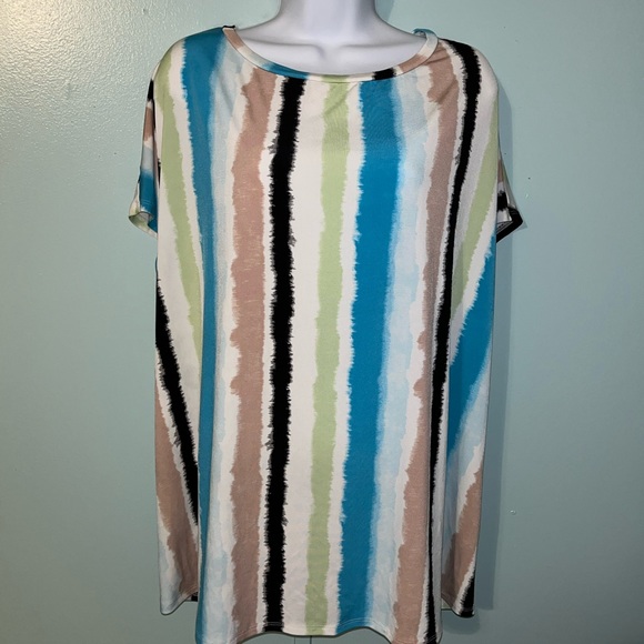Worthington Blouse Multi Color Stripes**UNSIZED- look‎ at Measurements** - Picture 1 of 7